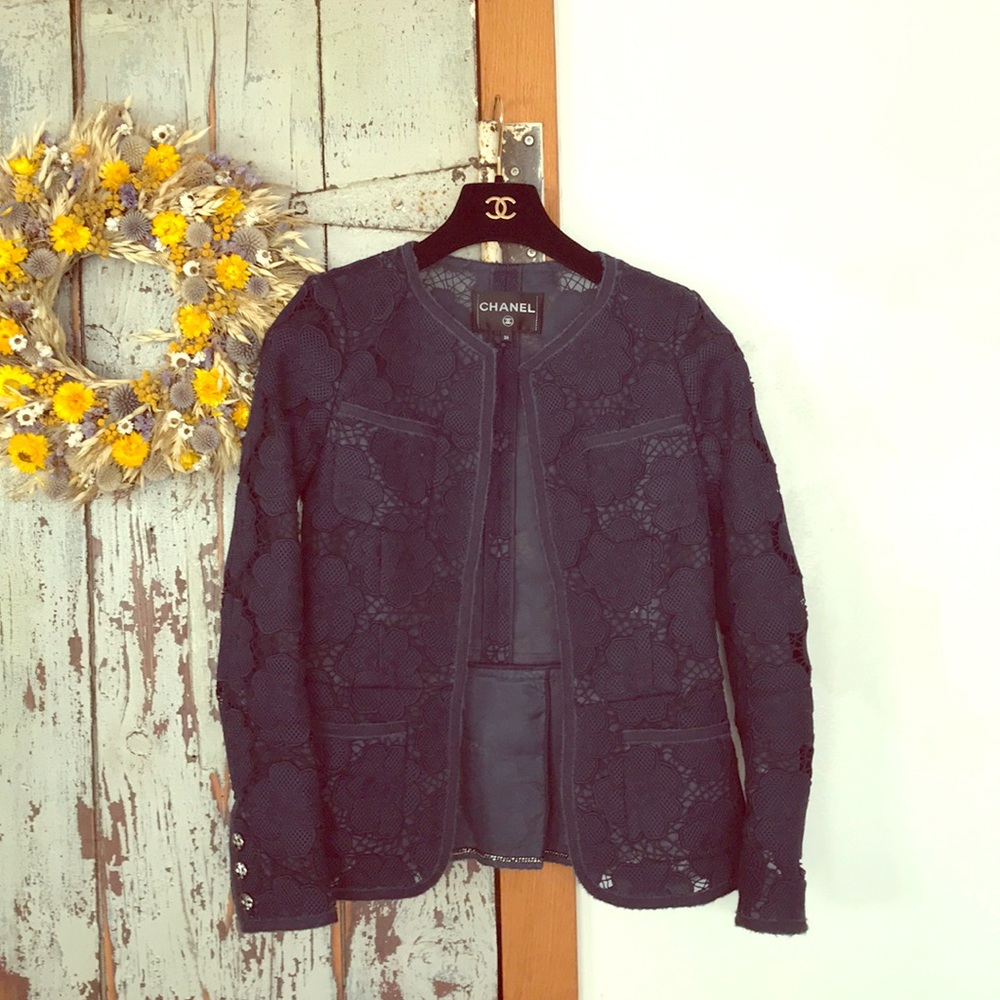 Beautiful Chanel jacket with flower designs!